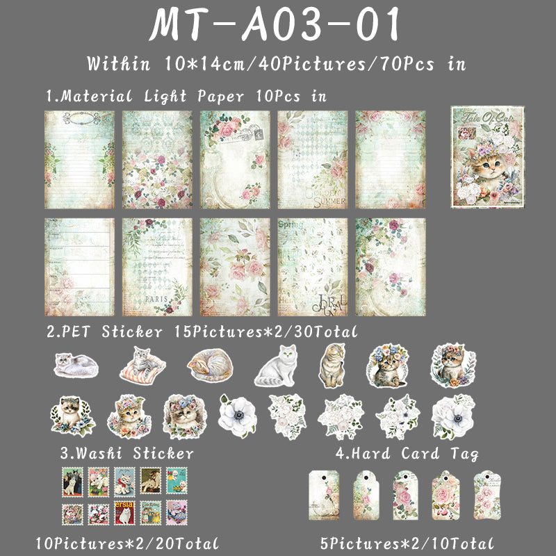 70PCS The Story of the Cat series material paper