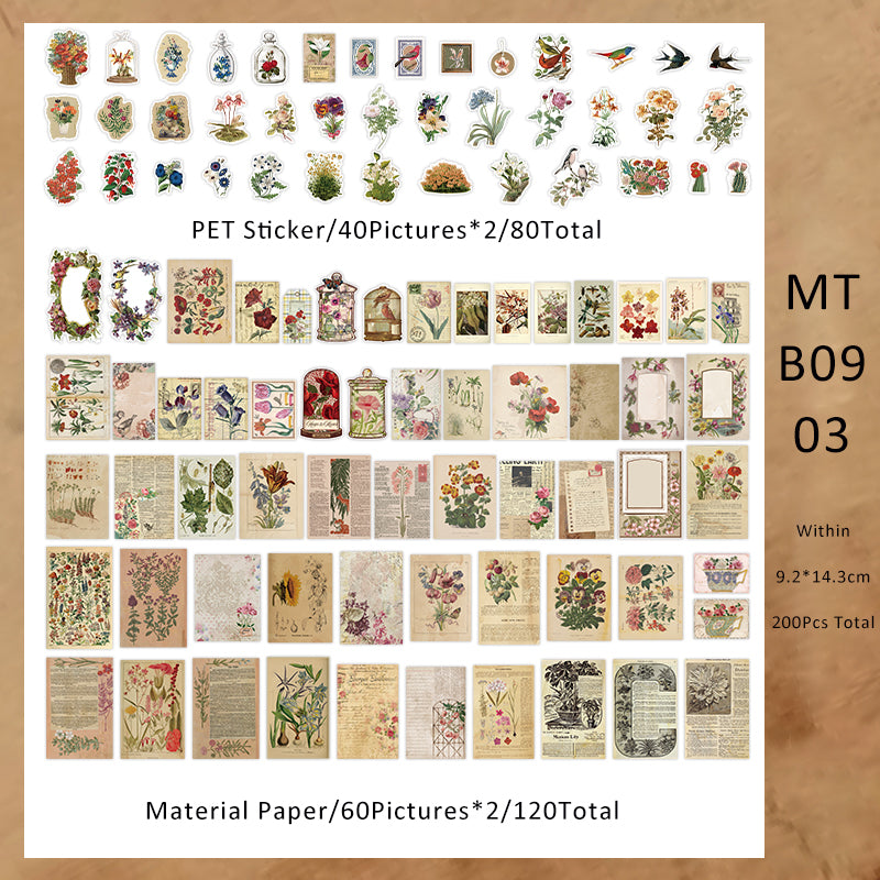 200PCS Thousand Miles of mountains series material paper set