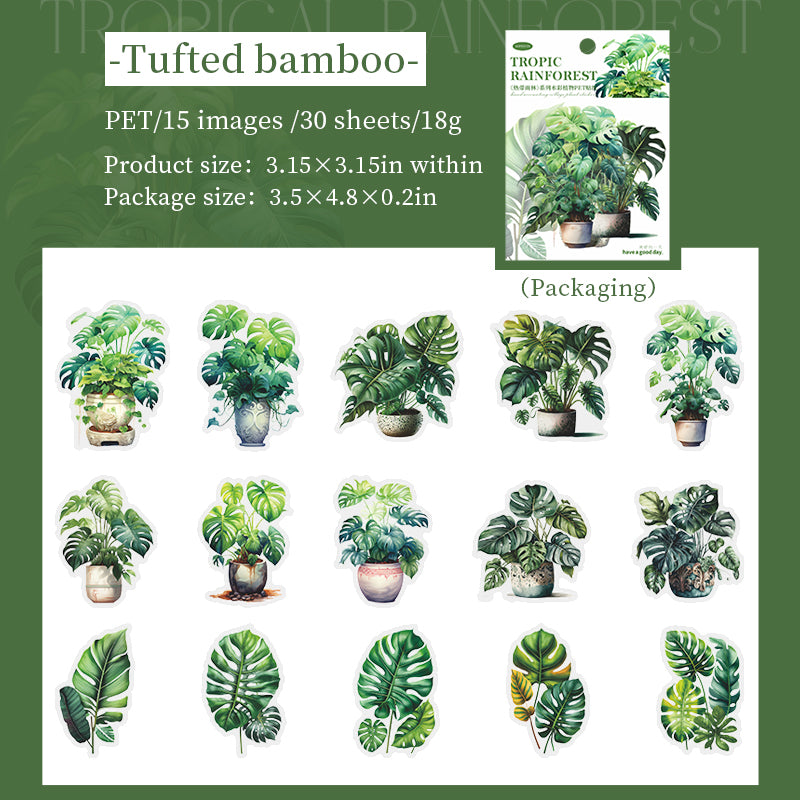 30PCS Tropical rainforest series sticker