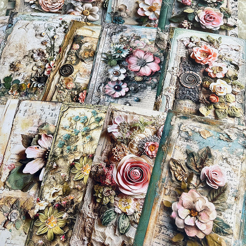 16Sheets Vintage floral background paper