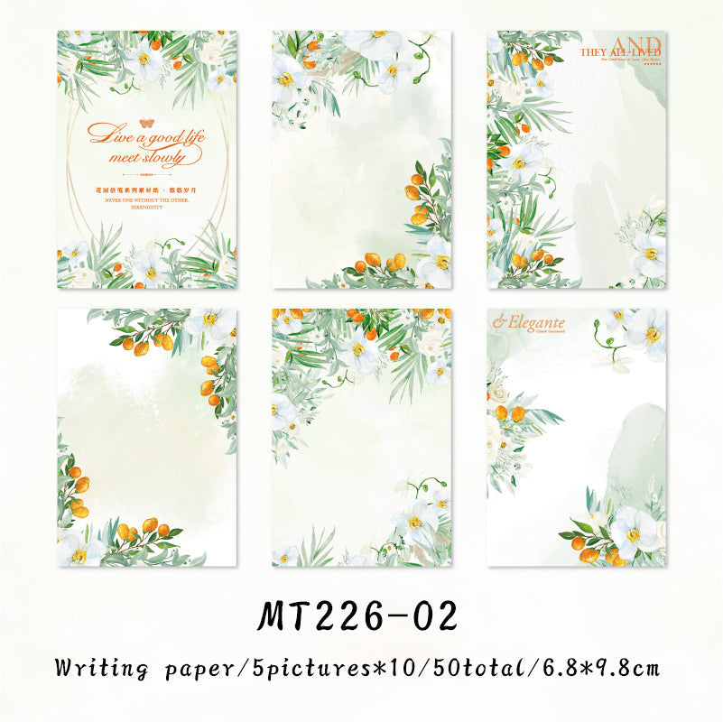 50PCS Garden stationery series material paper