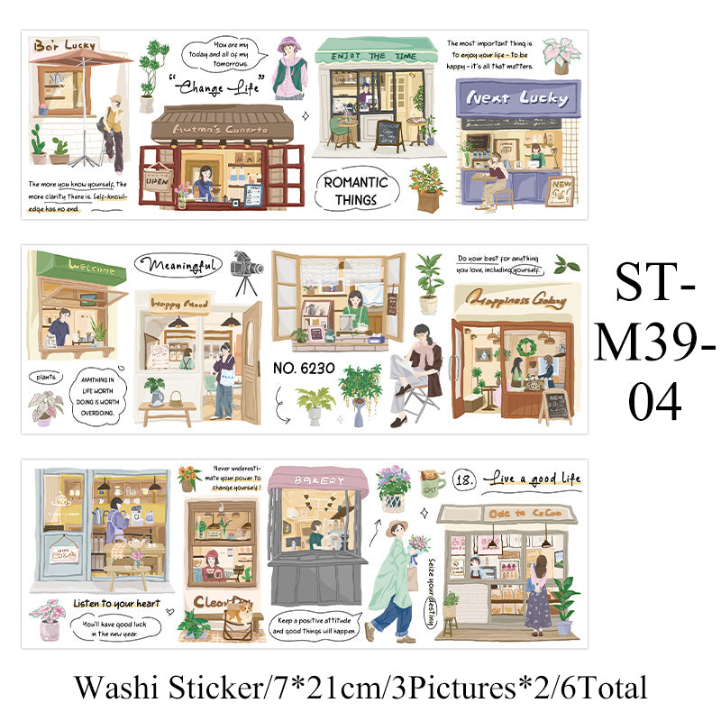 6PCS Afternoon stroll series sticker