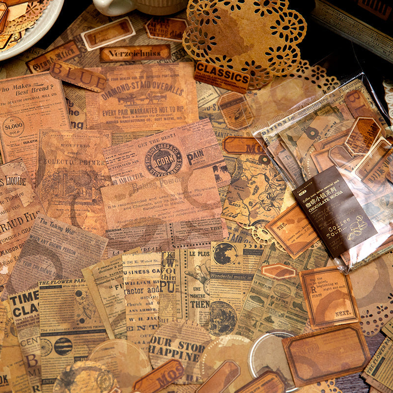 138PCS Coffee Town Series material paper