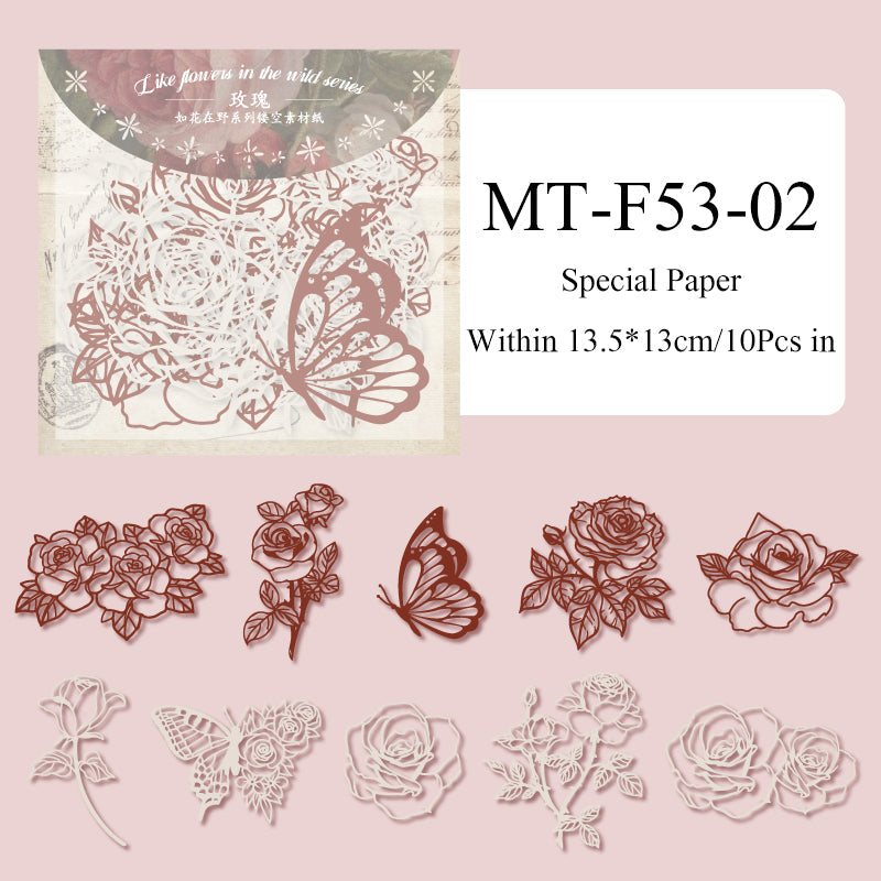 10PCS Like flowers in the wild series material paper