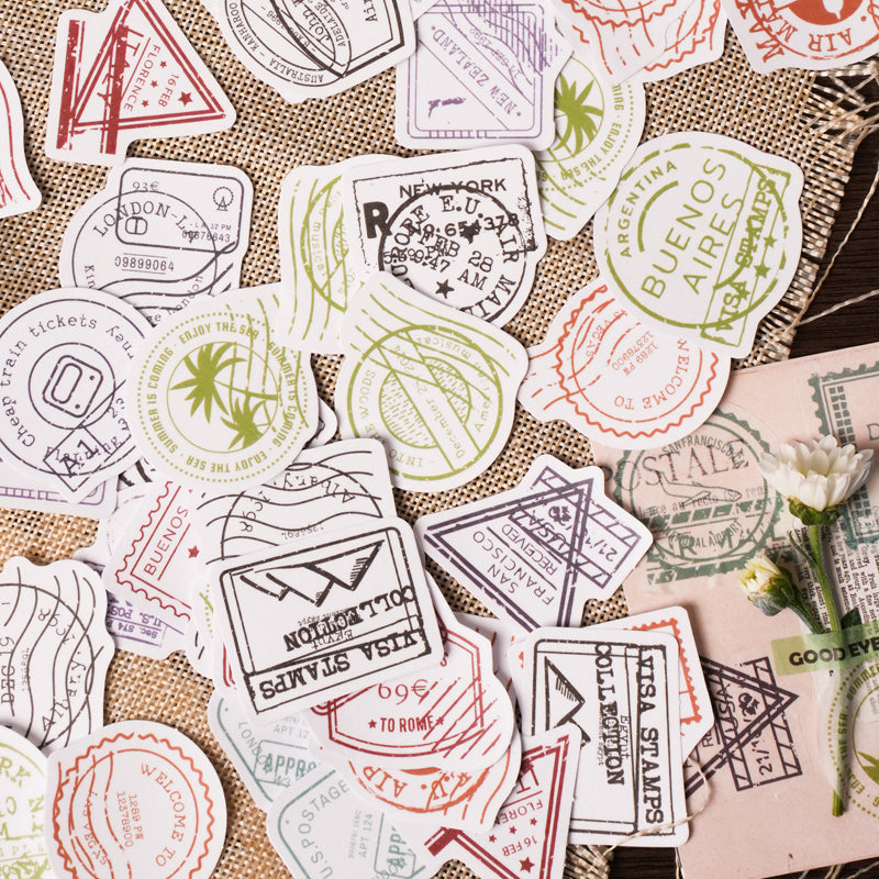 46PCS Vintage postmark series sticker