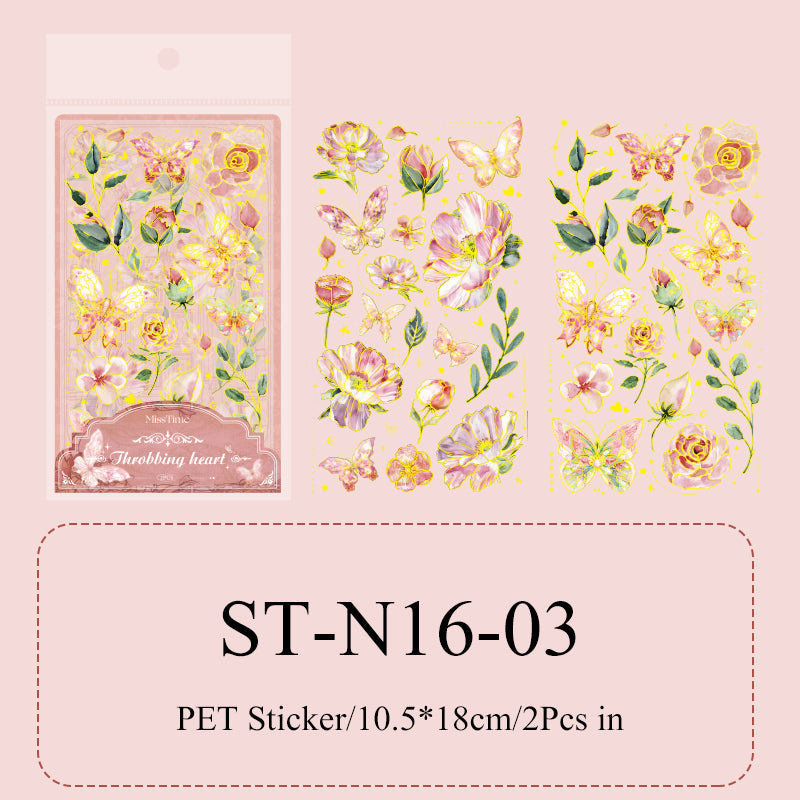 2PCS Butterfly dance flying flower series sticker