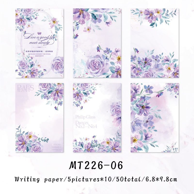 50PCS Garden stationery series material paper