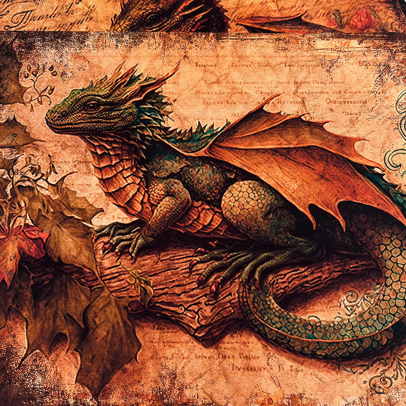 8PCS Vintage Dragon background paper