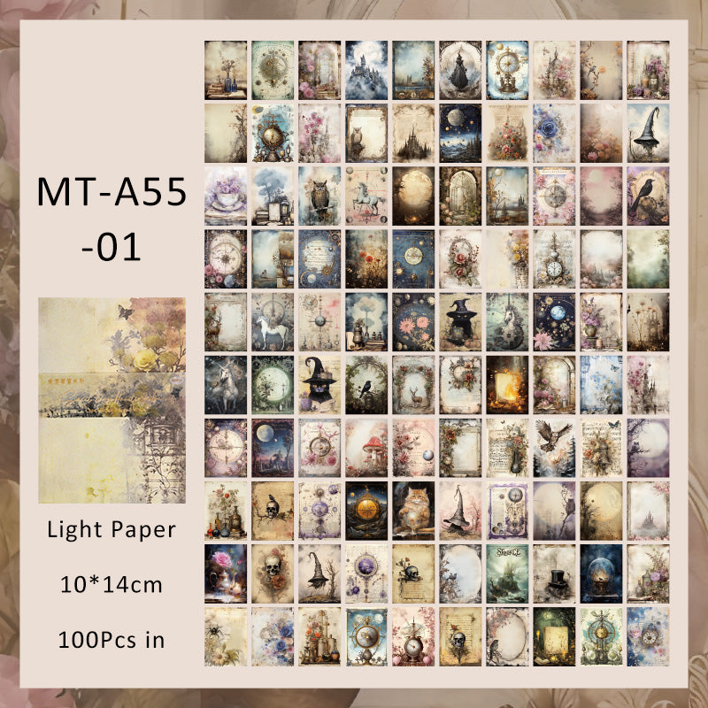 100Sheets Misty Summer series material paper