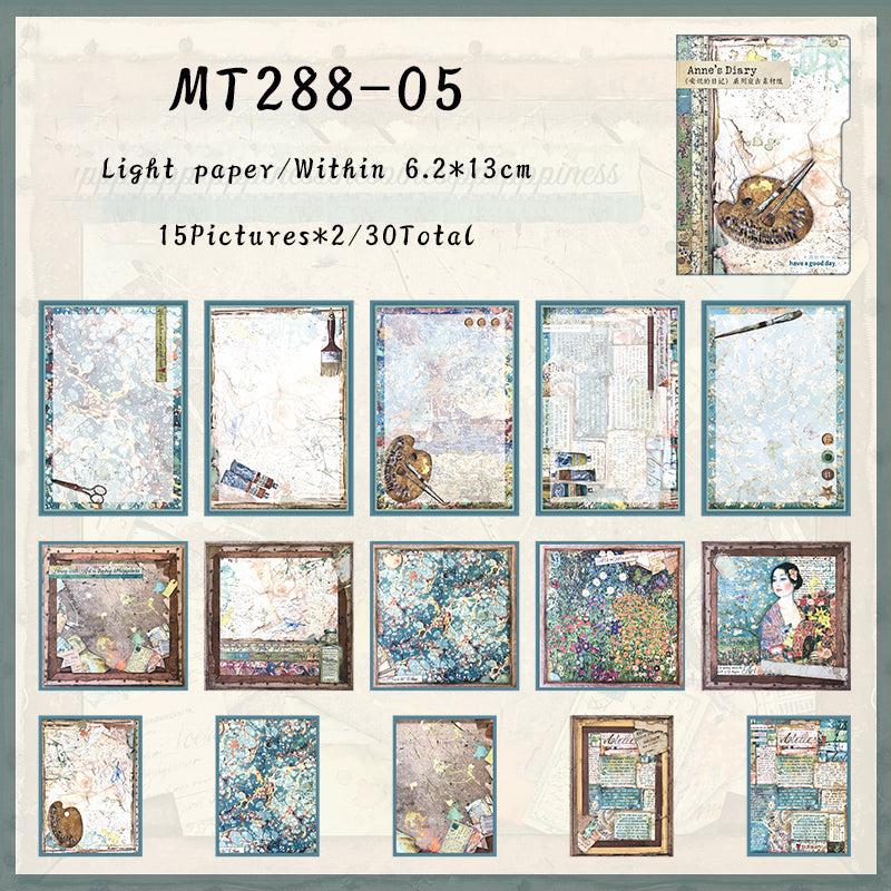 30PCS Anne's Diary series material paper