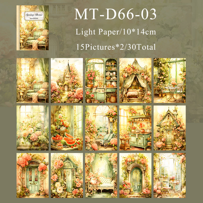 30PCS Four seasons have flower series material paper