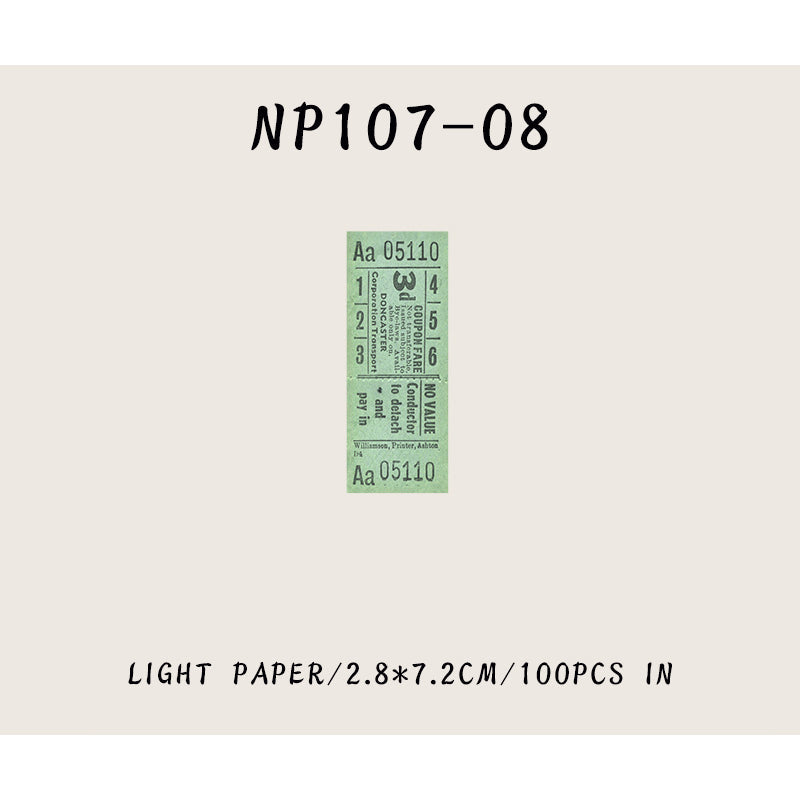 100PCS Time-space ticket series note paper