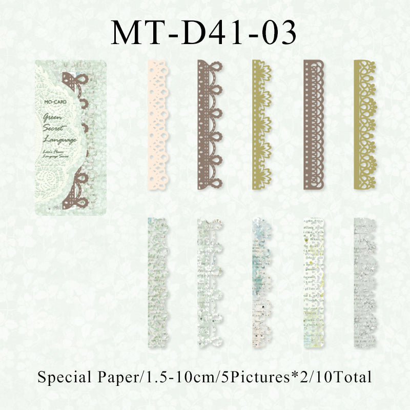 10PCS Lace flower language series material paper