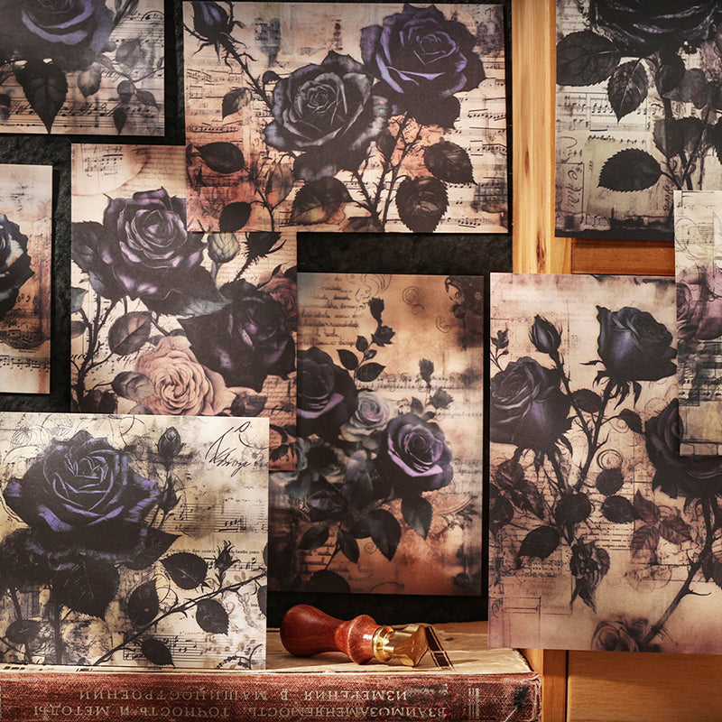 20PCS Dark Rose series material paper