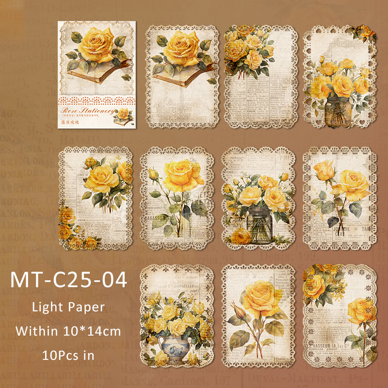 10PCS Rose stationery series material paper