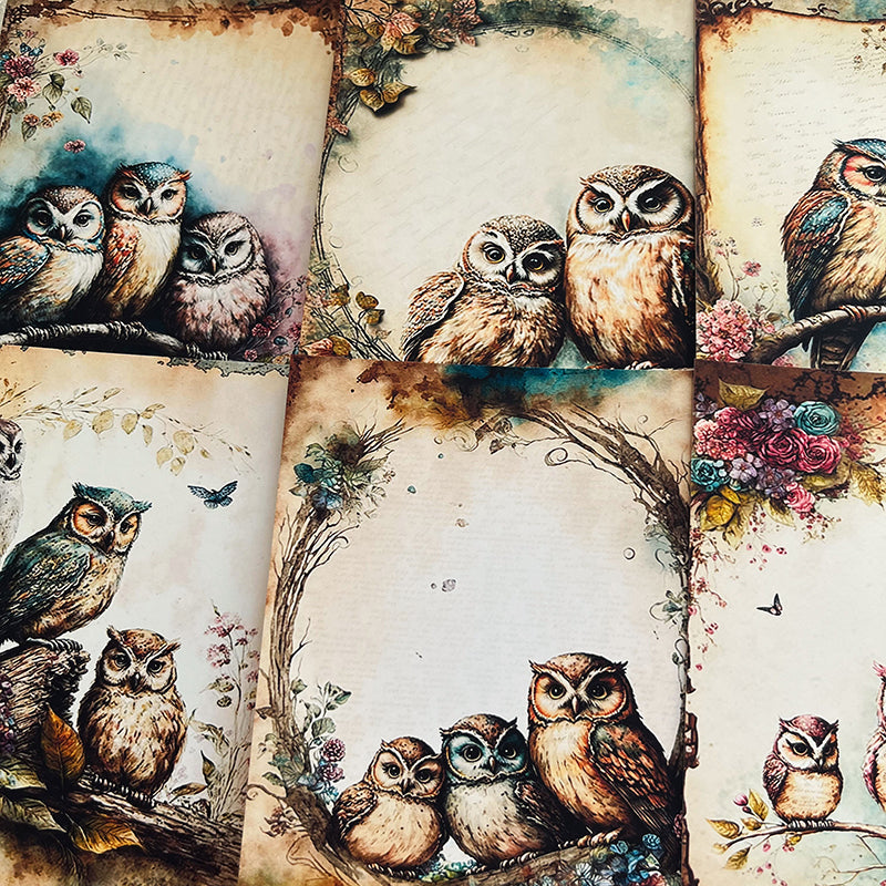 16PCS Jungle Owl background paper