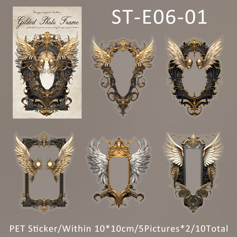 10PCS Gilded photo frame series sticker