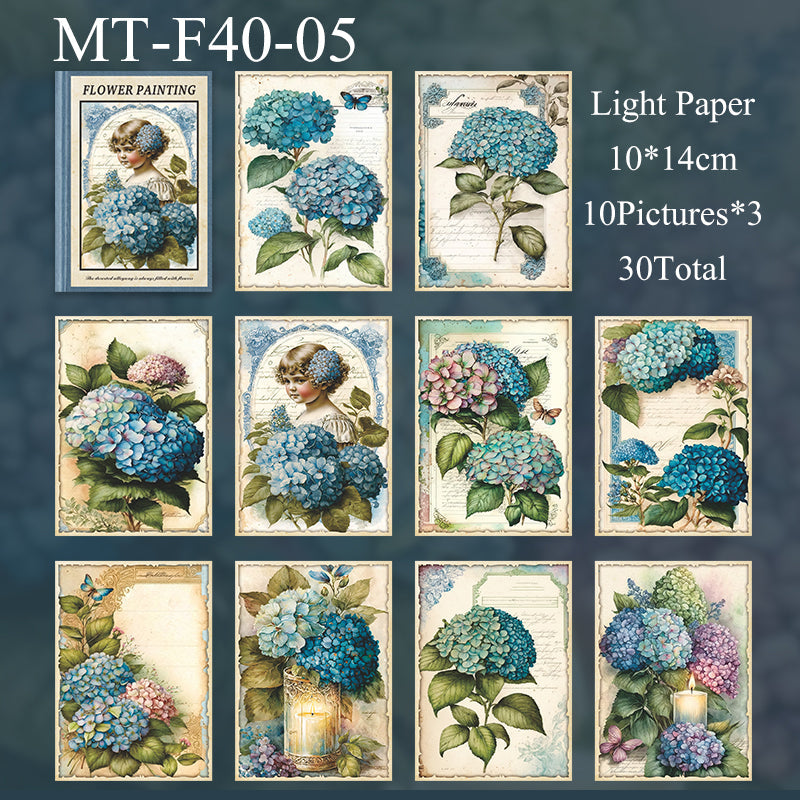 30PCS Floral book series material paper