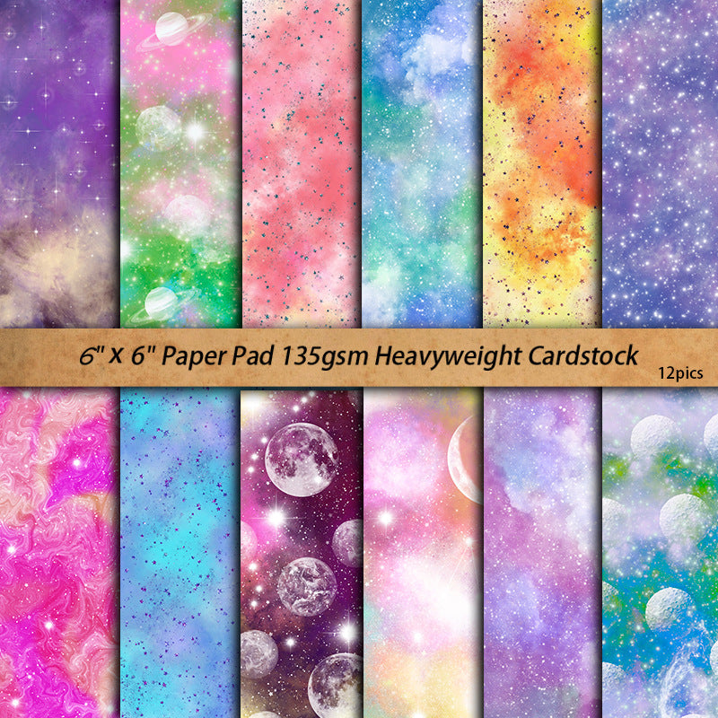 12PCS Color starry sky material paper