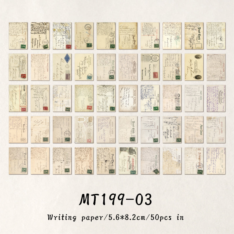 50PCS Nostalgic Memory Series material paper