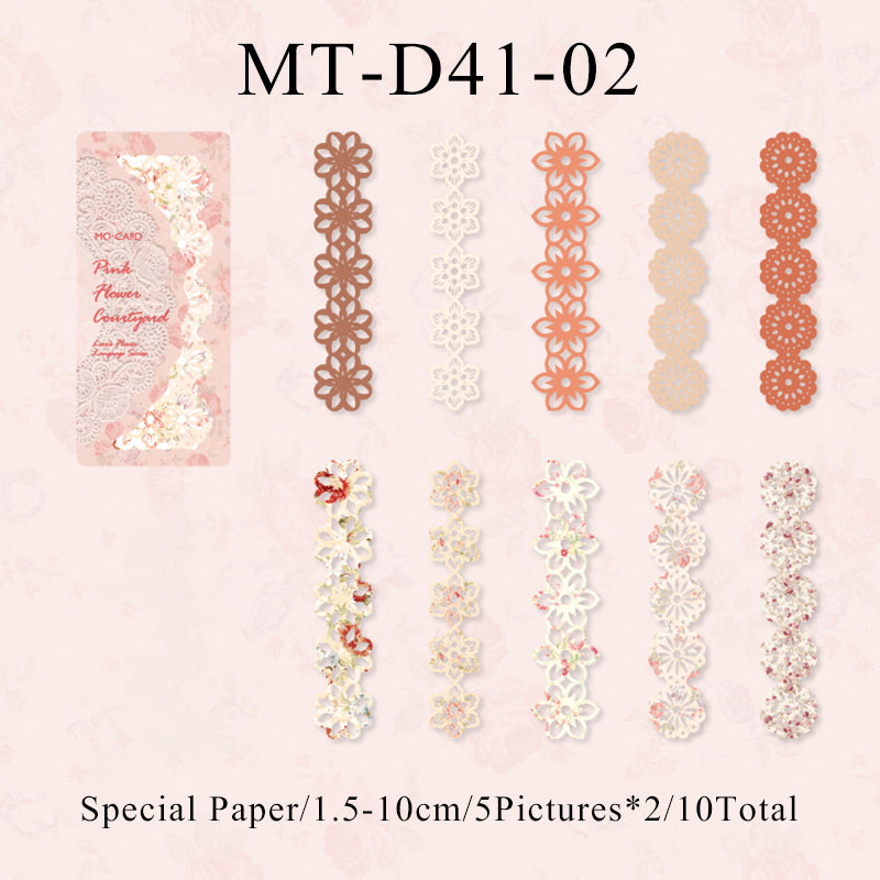 10PCS Lace flower language series material paper