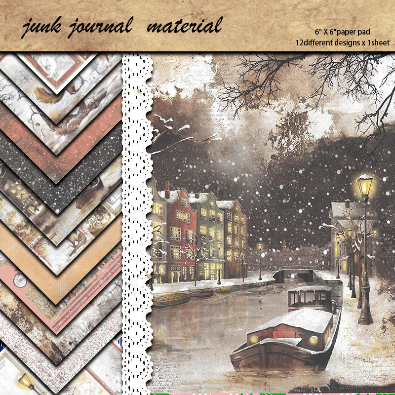 12PCS The memory of a snowy day material paper