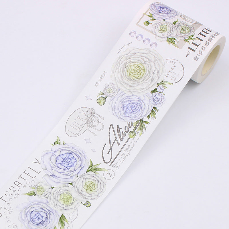 6.5cm*150cm Mist clear peony Washi/PET Tape