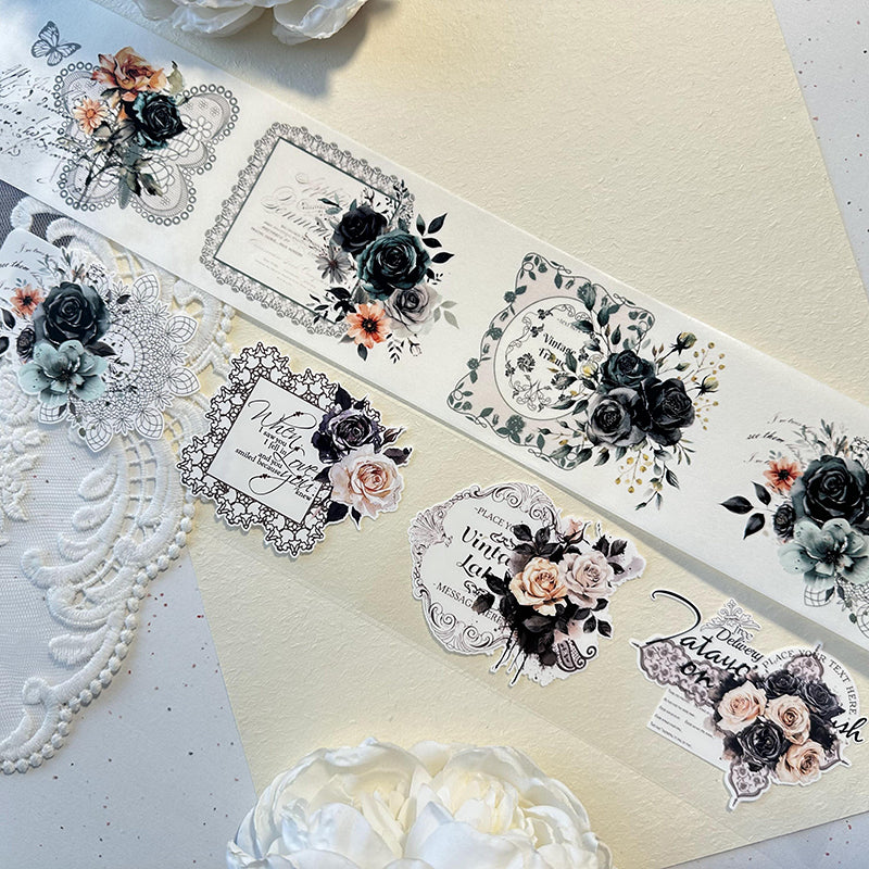 6cm*170cm Lace flower frame Washi/PET Tape