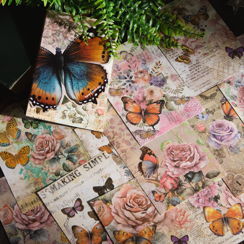 30PCS Butterfly Blooming Series material paper