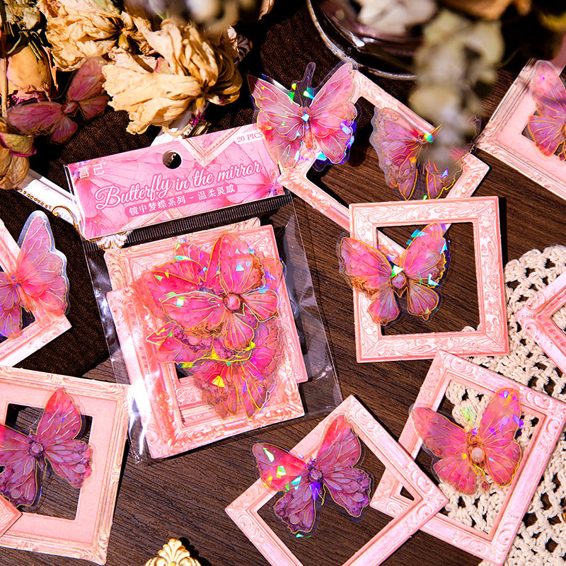 20PCS The Mirror Dream Butterfly series material paper