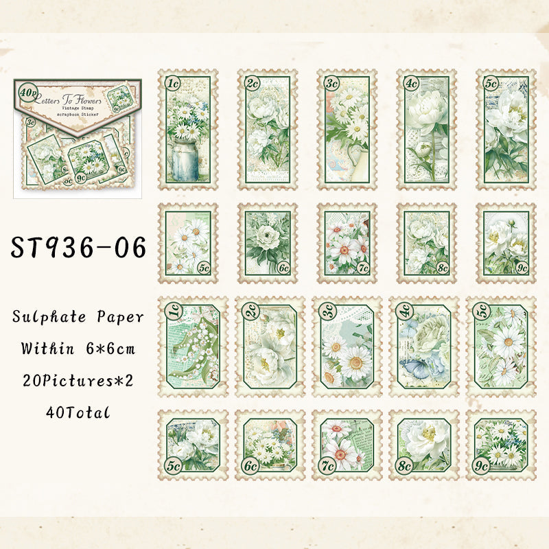 40PCS Flower mail series sticker