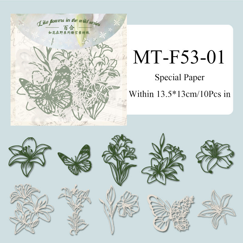 10PCS Like flowers in the wild series material paper