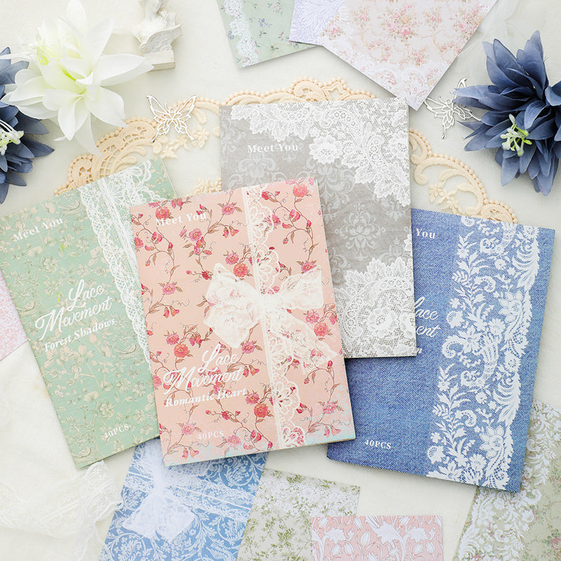 40PCS Lace movement series material paper set