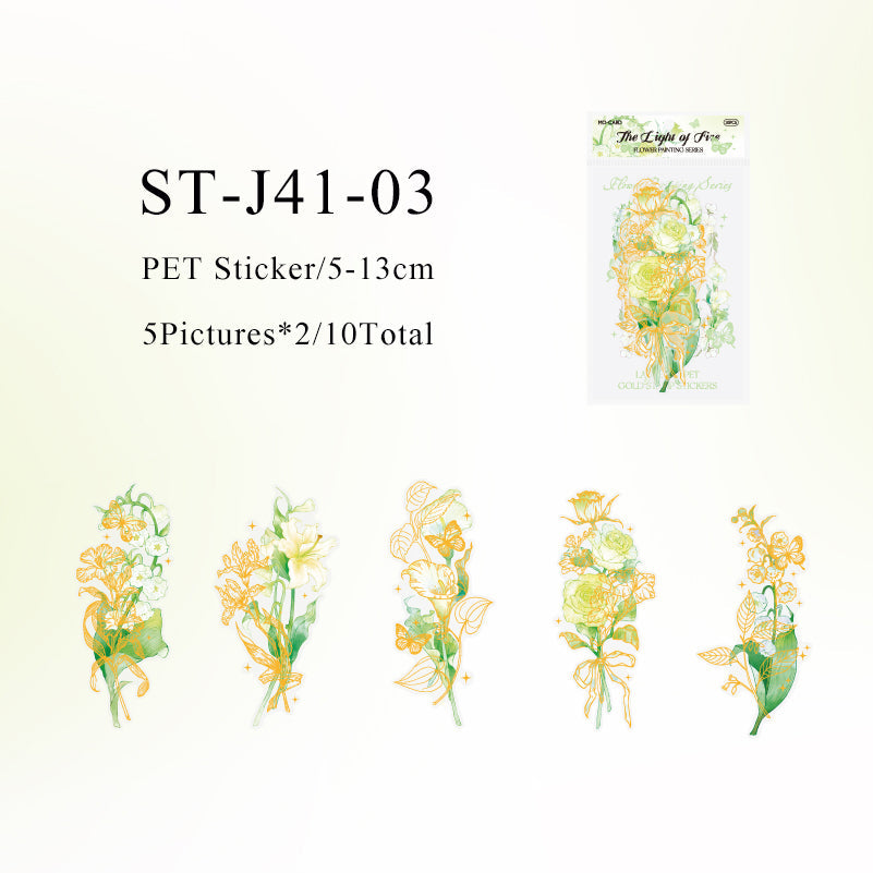 10PCS Flower painting collection series sticker