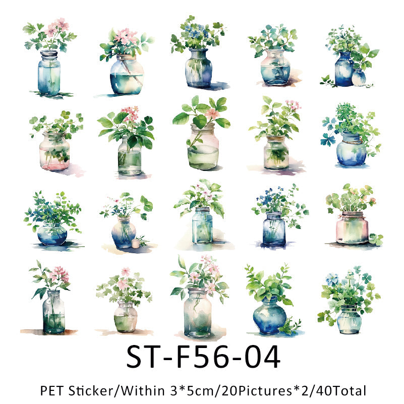 40PCS Family of greenery series sticker