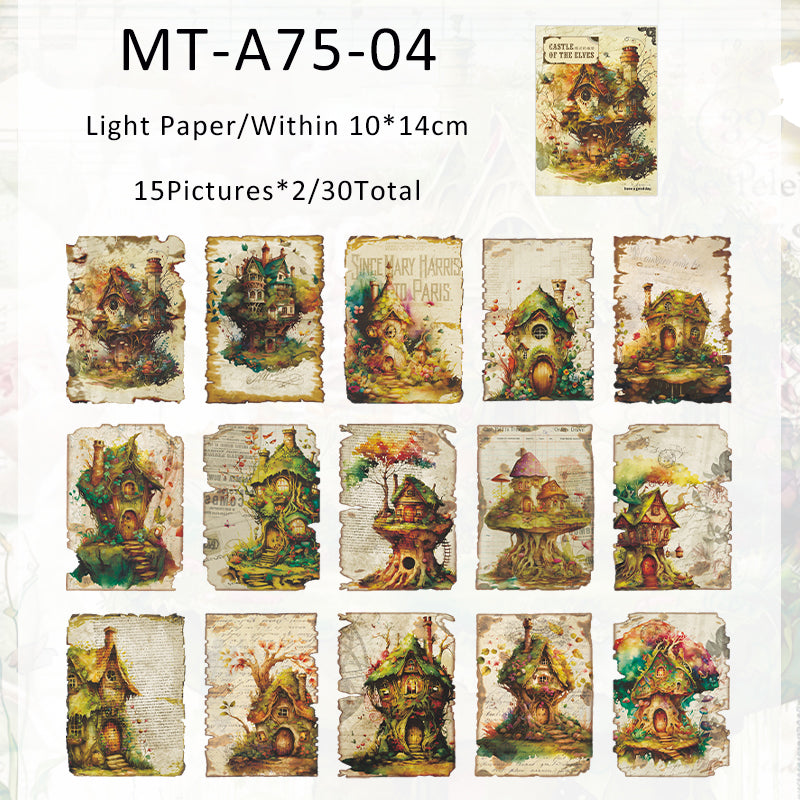 30PCS The castle of Elves series material paper