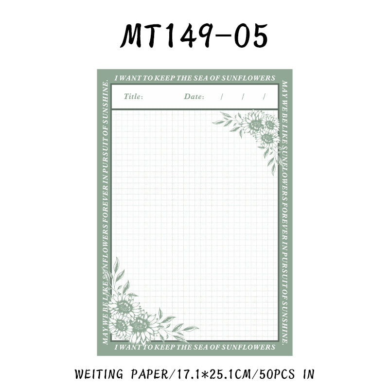 50PCS Meet Floral Series material paper