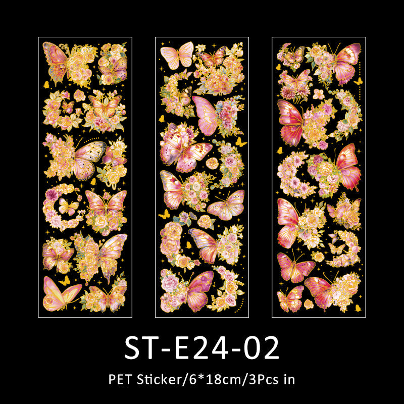 3PCS Flower dream butterfly series sticker