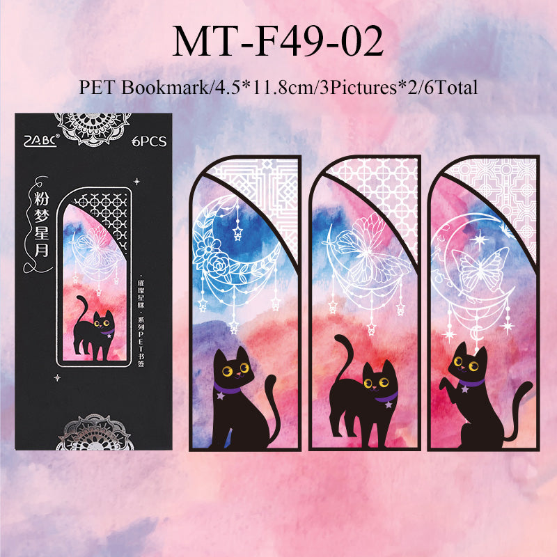 6PCS Shining star cat series bookmark