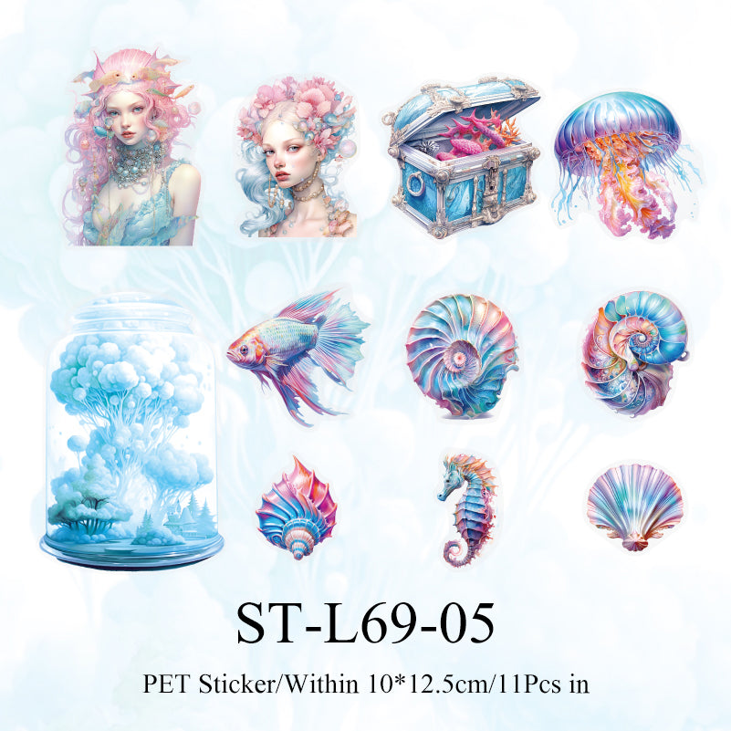 11PCS Deep sea shimmer series sticker