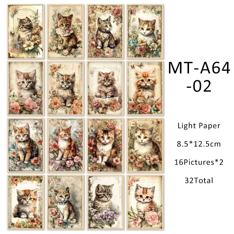 32PCS One Cat One World series material paper