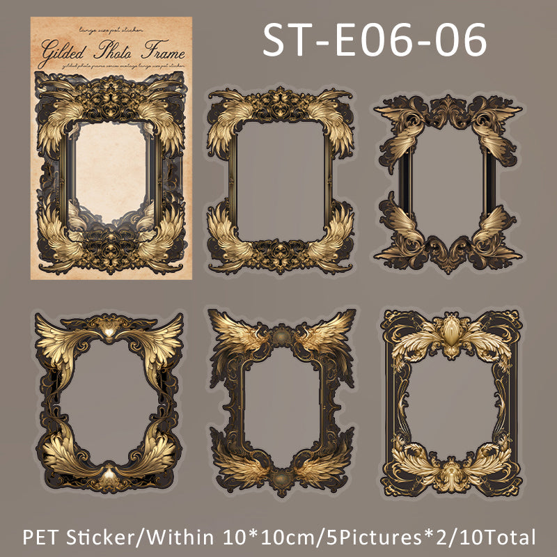 10PCS Gilded photo frame series sticker