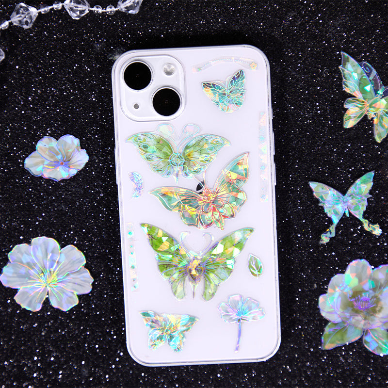 2PCS Butterfly dance flying flower series sticker