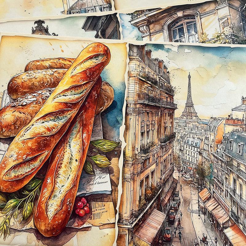 10PCS Paris travel dessert background paper