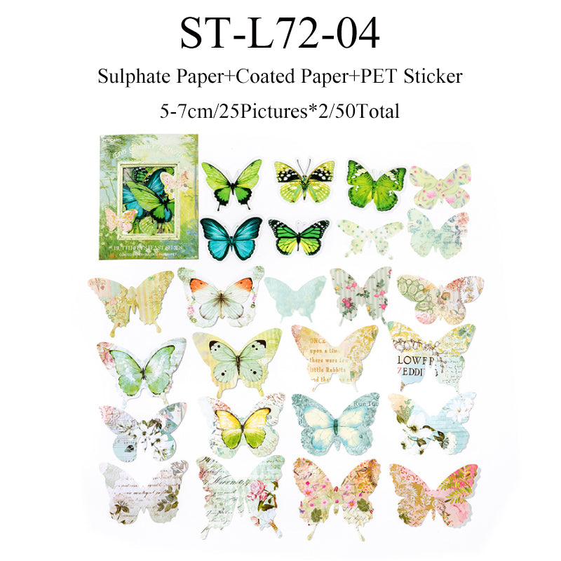 50PCS The Feast of butterflies series sticker