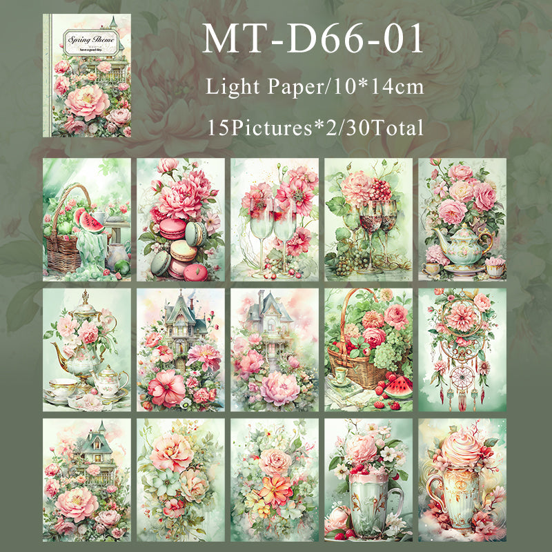 30PCS Four seasons have flower series material paper