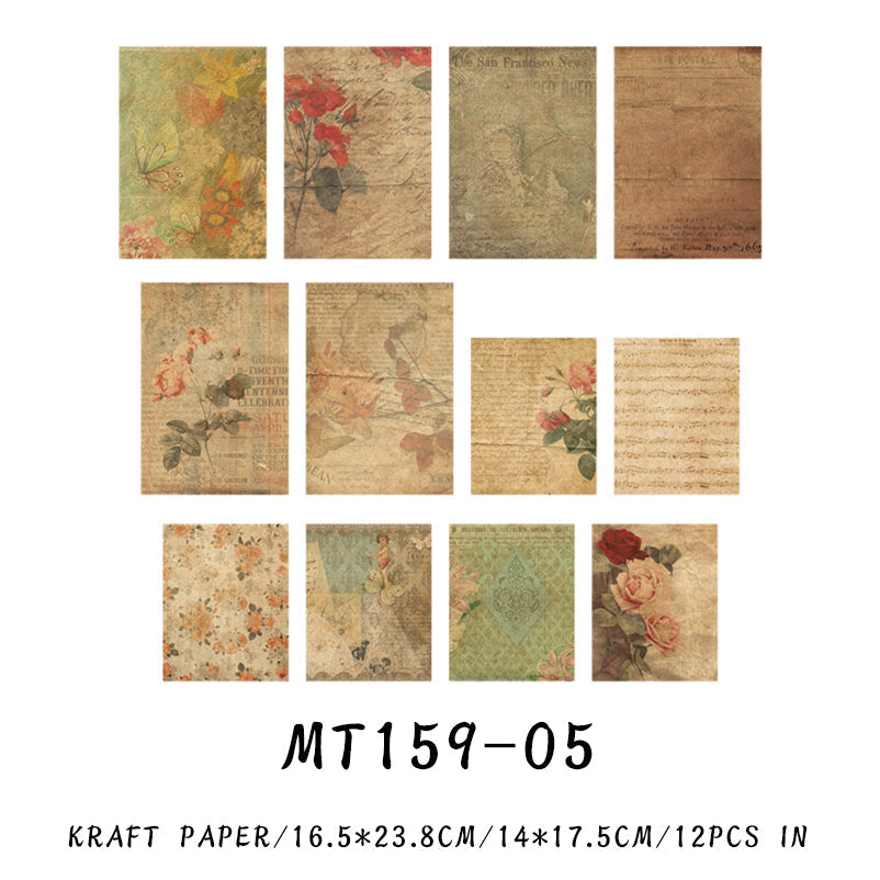 12PCS The Old Dream Time series material paper