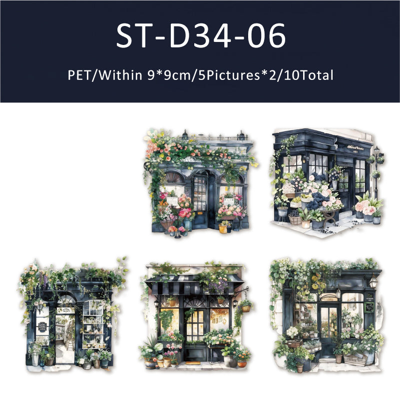 10PCS There is a flower shop series sticker