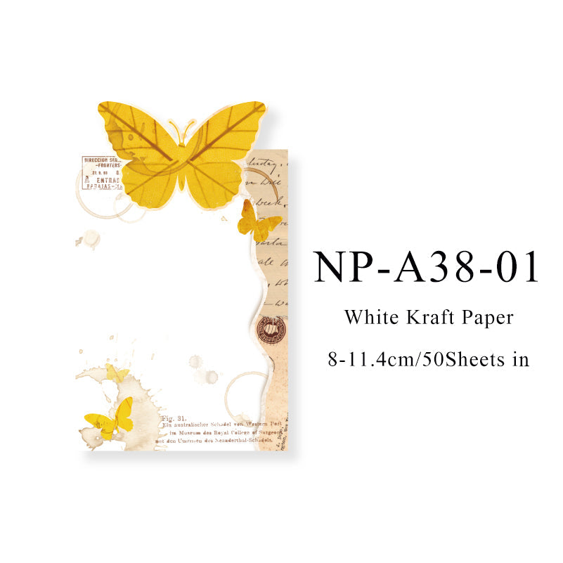 50PCS Butterfly imprint Series note paper