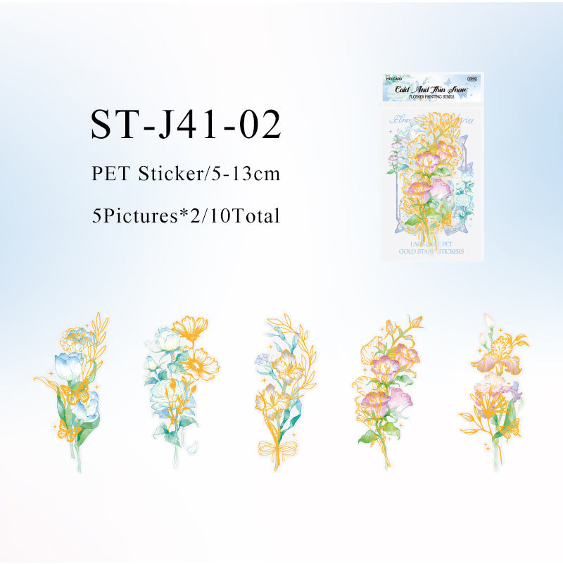 10PCS Flower painting collection series sticker